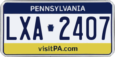 PA license plate LXA2407