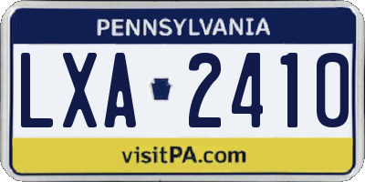 PA license plate LXA2410