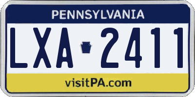 PA license plate LXA2411