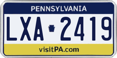 PA license plate LXA2419