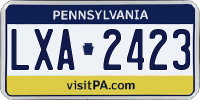 PA license plate LXA2423