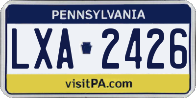 PA license plate LXA2426