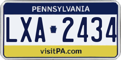 PA license plate LXA2434