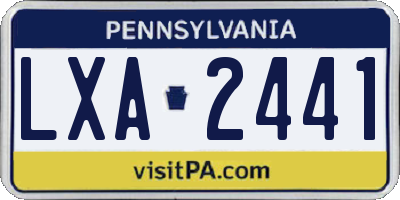 PA license plate LXA2441