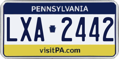 PA license plate LXA2442