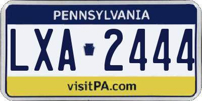 PA license plate LXA2444