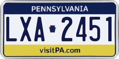 PA license plate LXA2451