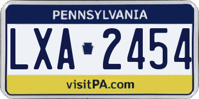 PA license plate LXA2454
