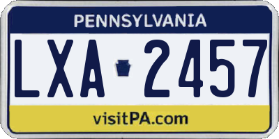 PA license plate LXA2457