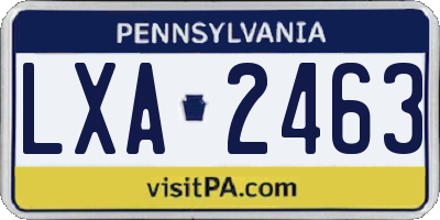 PA license plate LXA2463