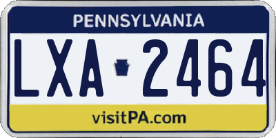 PA license plate LXA2464