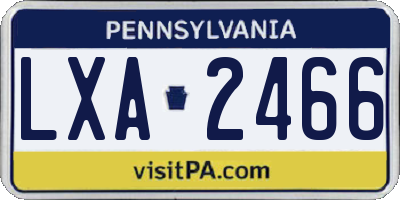 PA license plate LXA2466