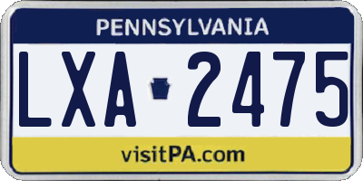 PA license plate LXA2475