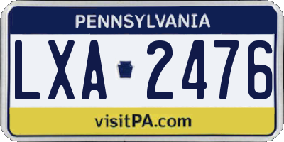 PA license plate LXA2476