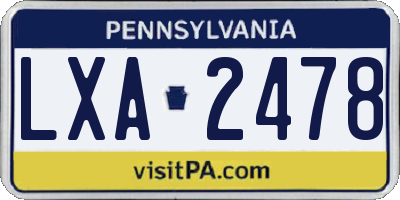 PA license plate LXA2478