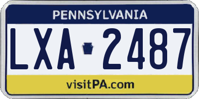 PA license plate LXA2487