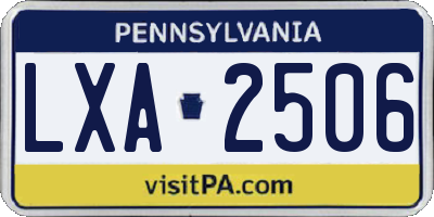 PA license plate LXA2506