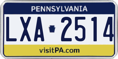 PA license plate LXA2514