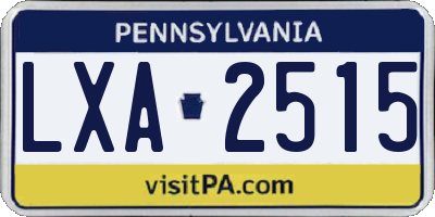 PA license plate LXA2515