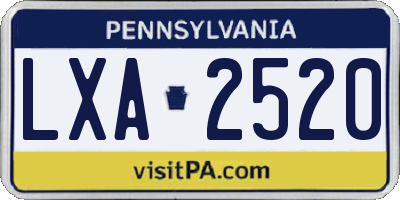 PA license plate LXA2520