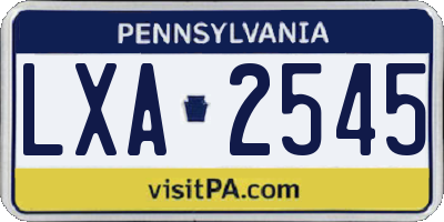 PA license plate LXA2545