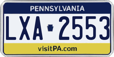 PA license plate LXA2553