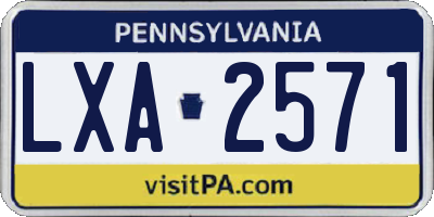 PA license plate LXA2571