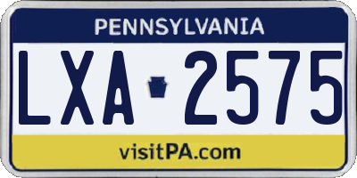 PA license plate LXA2575