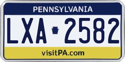 PA license plate LXA2582
