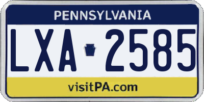 PA license plate LXA2585