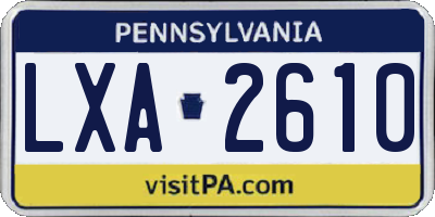 PA license plate LXA2610