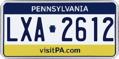 PA license plate LXA2612