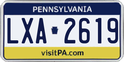 PA license plate LXA2619