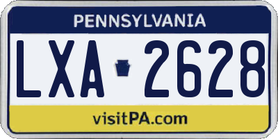 PA license plate LXA2628