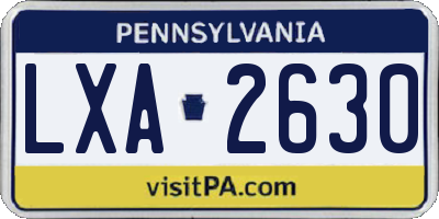 PA license plate LXA2630