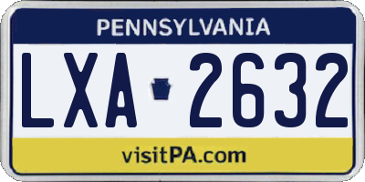 PA license plate LXA2632