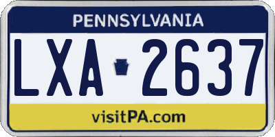 PA license plate LXA2637