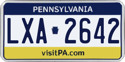 PA license plate LXA2642