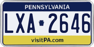 PA license plate LXA2646