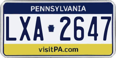 PA license plate LXA2647