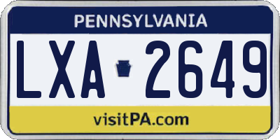 PA license plate LXA2649