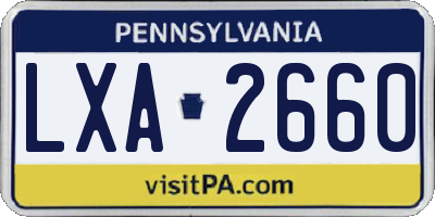 PA license plate LXA2660