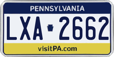 PA license plate LXA2662