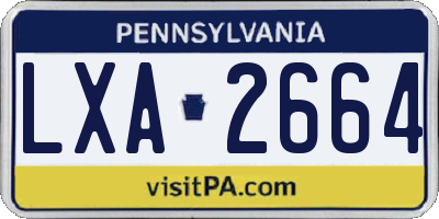 PA license plate LXA2664