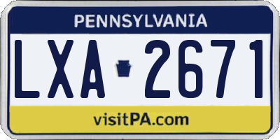 PA license plate LXA2671