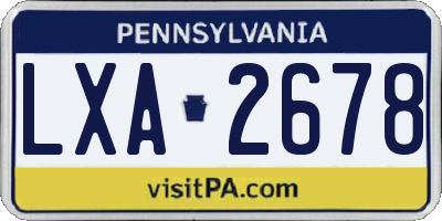 PA license plate LXA2678