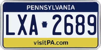 PA license plate LXA2689