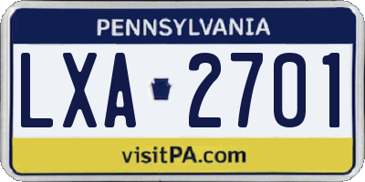 PA license plate LXA2701