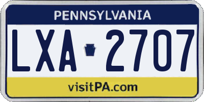 PA license plate LXA2707