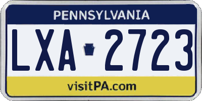 PA license plate LXA2723